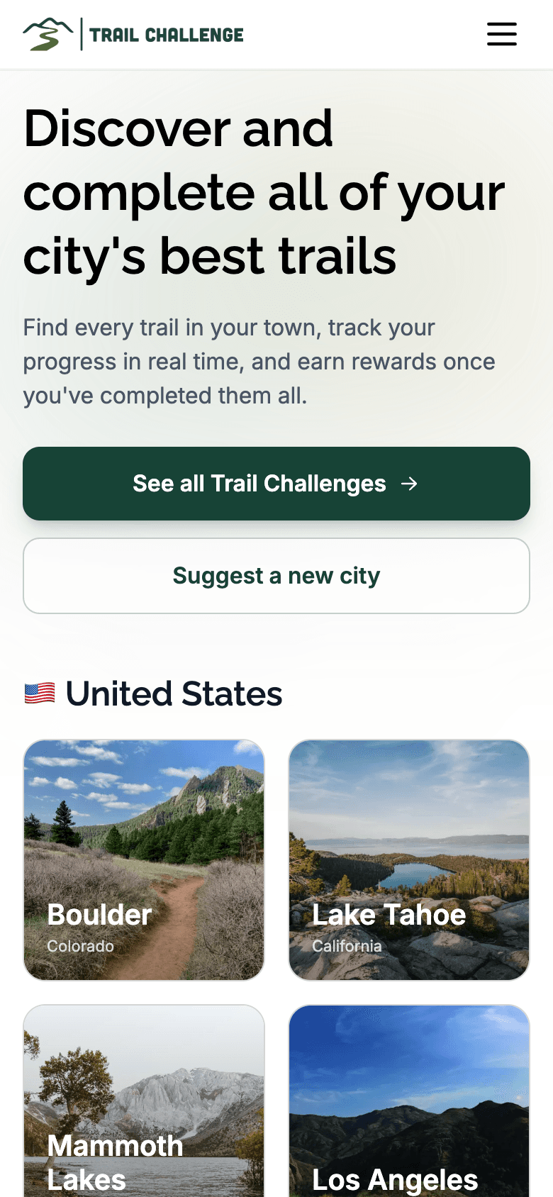 Screenshot of https://trailchallenge.co